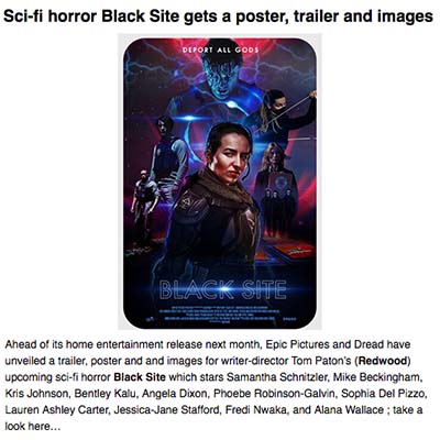 Sci-fi horror Black Site gets a poster, trailer and images